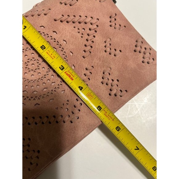 Women's Street Level Suede Blush Braided Chain Cross Body Bag 5x8 - Picture 10 of 12